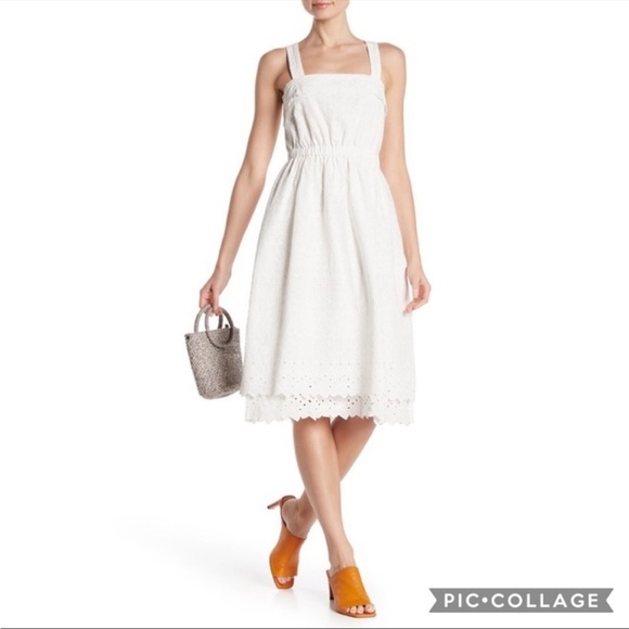 Madewell- NWT White Eyelet Tiered Midi Dress- 0 - Picture 2 of 12